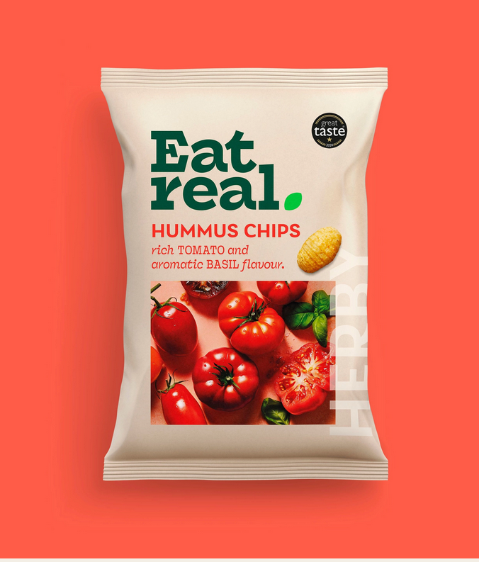 EAT REAL chips od hummusa sa paradajzom I bosiljkom 45 g