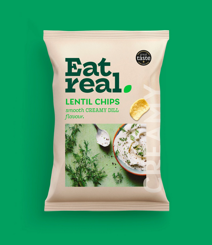EAT REAL chips od sočiva sa kremom od mirođije 40 g